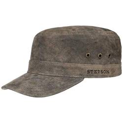 Stetson Raymore Pigskin Armycap - Military Urban Cap Herren/Damen - Sommercap aus Leder - One Size 55-61 cm - Ledercap Frühjahr/Sommer - Schirmmütze Dunkelbraun One Size von Stetson