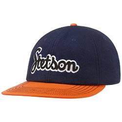 Stetson Soft Flat Brim Cap - Kappe mit flachem Schirm - Modernes Basecap Design - Mehrfarbig mit Wollmischung - Herren - Herbst/Winter dunkelblau One Size von Stetson