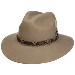 Stetson Tandooza Western VitaFelt Hut Westernhut Wollhut Wollfilzhut Outdoorhut Regenhut Damen/Herren - Made in USA mit Lederband Herbst-Winter - S (54-55 cm) Hellbeige von Stetson