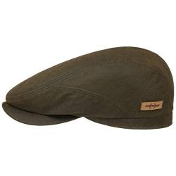 Stetson Waxed Organic Cotton Flatcap - Unifarbene Mütze - Klassische Schiebermütze - UV-Schutz Baumwollcap - Made in The EU - Herren - Ganzjahr dunkeloliv 59 cm von Stetson