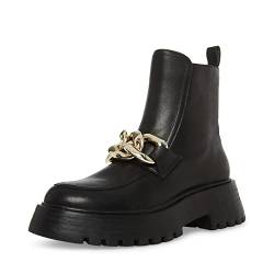 Steve Madden Cleo Stiefeletten aus Leder, mit breiter Sohle, runde Zehenpartie, Schwarz, Schwarz Leder, 38 EU von Steve Madden