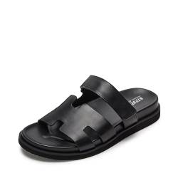 Steve Madden Herren Maiven Sandale, Schwarz Leder, 44 EU von Steve Madden