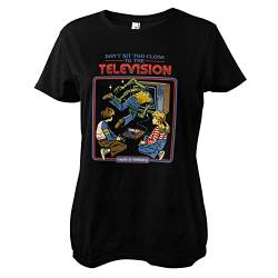 Steven Rhodes Offizielles Lizenzprodukt Don't Sit Too Close to The Television Frauen T-Shirt (Schwarz), Medium von Steven Rhodes