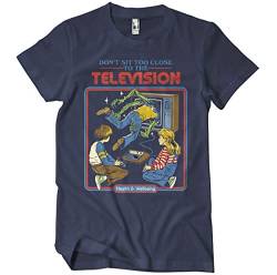 Steven Rhodes Offizielles Lizenzprodukt Don't Sit Too Close to The Television Herren-T-Shirt (Marineblau), X-Large von Steven Rhodes