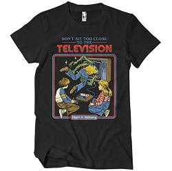 Steven Rhodes Offizielles Lizenzprodukt Don't Sit Too Close to The Television Herren-T-Shirt (Schwarz), Medium von Steven Rhodes