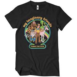 Steven Rhodes Offizielles Lizenzprodukt My Imaginary Friends Think I'm Cool Herren-T-Shirt (Schwarz), Large von Steven Rhodes