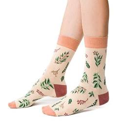 Socken Damen I Socken mit Blumenmuster für Damen I Bunte Motiv Socken I Mehrfarbig I Baumwollsocken I Weich und Elastich I Zwei Größen Erhältlich: EU 35–37,38–40 von Steven