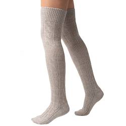 Steven Damen Kniestrümpfe 089 WOLLE Mädchen Socken Lange Strümpfe Overknees (as3, numeric, numeric_35, numeric_37, regular, regular, Beige) von Steven