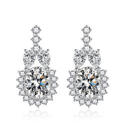 Damen Ohrringe Silber 925, Ohrringe Strass Damen mit Kupfer 12.5MM Weiß Luxury Style Multi-Zirkonia Modeschmuck Geschenke von Stfery