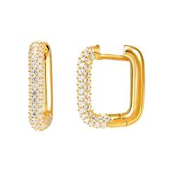 Ohrstecker Nickelfrei, Ohrringe Vintage Vergoldet Weiß Quadrat Zirkonia Elegante Earrings Modeschmuck Geschenke für Damen von Stfery