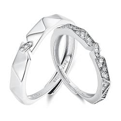 Ring Personalisiert, Partnerringe für Sie und Ihn Silber 925 Eheringe Paarpreis Zirkonia Verstellbare Ringe von Stfery