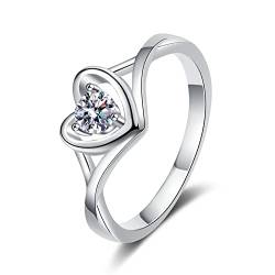 Ringe Silber Edel, Silber Ringe 925 Frauen Herz Zirconia Verlobungsring Gr 57 (18.1) Eheringe Damen Modeschmuck von Stfery