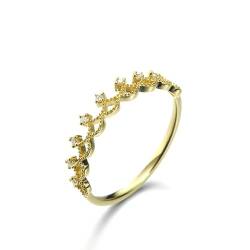 Stfery 18 Karat Ring Ringe für Damen Rund Zirkonia Ehering für Frauen von Stfery