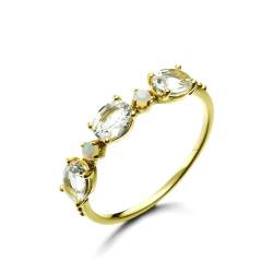 Stfery 18 Karat Ring Ringe für Frauen Oval Topas Ehering Damen Einzeln von Stfery