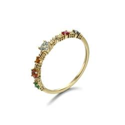 Stfery Damen Schmuck 585 Echtgold Ringe für Frauen Rund Diamant Ringe für Damen von Stfery