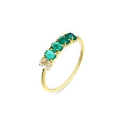 Stfery Damenring Gold 585 Ringe für Damen Oval Achat Ring Frauen Verlobung von Stfery