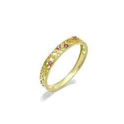 Stfery Echtgold 585 Damen Ringe für Damen Rund Korund Verlobungsring Damen von Stfery
