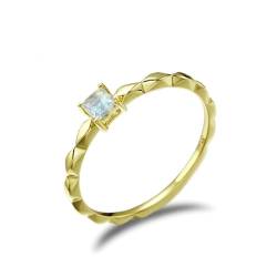 Stfery Echtgold 585 Ring für Frauen Quadrat Mondstein Ehering Damen von Stfery