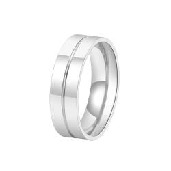 Stfery Edelstahl Ringe Herren, 6mm Silber Ringe Rille Verlobungsring Herren von Stfery