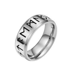 Stfery Edelstahlring für Herren, 8mm Silber Ringe Wikinger Zeichen Breit 8mm Verlobungsringe Herren von Stfery