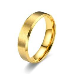 Stfery Edelstahlringe Männer, 6mm Gold Ring 6mm Band Ring Matt Finish Hochzeitsring Herren von Stfery