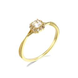 Stfery Ehering 18 Karat Gold Ring für Frauen Quadrat Topas Bandring Damen von Stfery