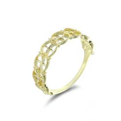 Stfery Ehering 18 Karat Gold Ring für Frauen Rund Topas Ringe Damen Nickelfrei von Stfery