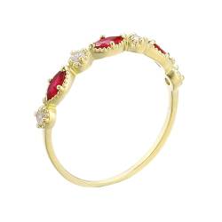 Stfery Ehering 18 Karat Gold Ringe für Frauen Marquise Rubin Ring Damen von Stfery