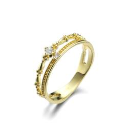Stfery Ehering Damen 585 Echtgold Ring für Frauen Rund Diamant Frauen Ring Verlobung von Stfery