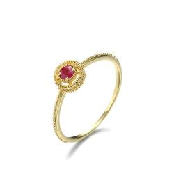 Stfery Ehering Damen 585 Echtgold Ring für Frauen Rund Rubin Ring Damen Verlobung von Stfery