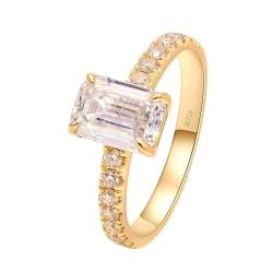 Stfery Ehering Damen 585 Echtgold Ringe für Frauen 1ct Rechteckig Moissanit Ehering Damen von Stfery