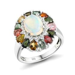 Stfery Ehering Damen 925 Ring für Frauen Oval Opal Frauen Ring Verlobung von Stfery