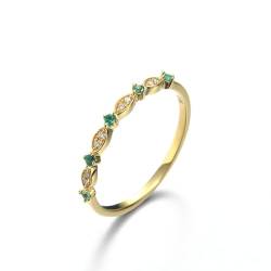 Stfery Ehering Damen Gold 585 Einzeln Ring für Damen Rund Smaragd Bandring Damen von Stfery