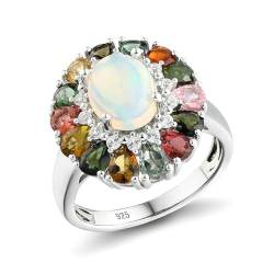 Stfery Ehering Damen Silber 925 Ring für Damen Oval Opal Ehering Damen Einzeln von Stfery