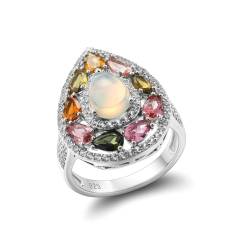 Stfery Ehering Damen Silber 925 Ring für Frauen Tropfen Opal Ringe Damen Modeschmuck von Stfery