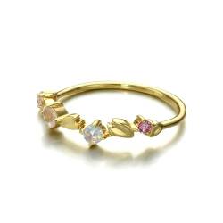 Stfery Eheringe 14 Karat Gold Ringe für Frauen Rund Kristall Ring Frauen Modeschmuck von Stfery