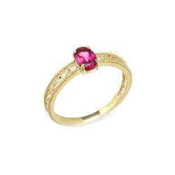 Stfery Eheringe 585 Gold Ring für Damen Oval Granat Verlobungsringe Damen von Stfery