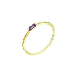 Stfery Eheringe Gold 585 Ring für Frauen Rechteckig Amethyst Partnerring Damen von Stfery