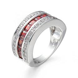 Stfery Engagement Ring, Eheringe Silber Versilberte Runden Baguette für Valentinstag Geburtstag Hochzeit, Größe57 (18.1) von Stfery