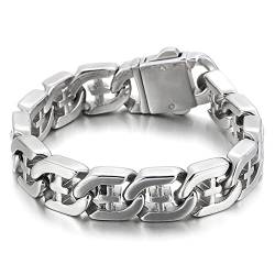 Stfery Favs Armband Herren, Cross-Cutout-Punk-Stil Bracelets For Men Silber als Geburtstagsgeschenke, 205x14mm von Stfery