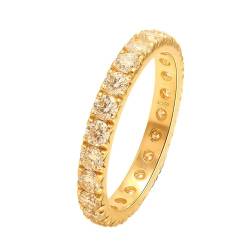 Stfery Gold Ring 18 Karat Ring für Frauen 1ct Rund Moissanit Ringe für Damen Klassisch von Stfery