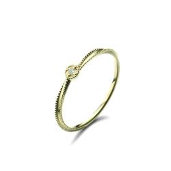 Stfery Gold Ring 18 Karat Ring für Frauen Rund Diamant Verlobung Ringe Frau von Stfery