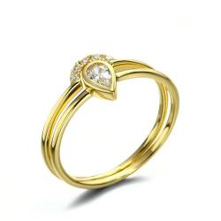 Stfery Gold Ring Damen 750 Echt Ring für Frauen Tropfen Diamant Ehering Damen von Stfery