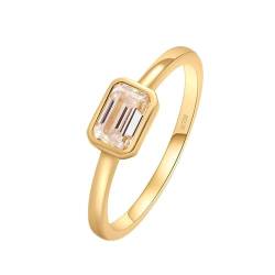 Stfery Gold Ring Damen 750 Echt Ringe für Frauen 0.6ct Rechteckig Moissanit Ringe Verlobung Damen von Stfery