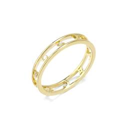 Stfery Gold Ring Damen 750 Echt Ringe für Frauen Rund Zirkonia Ehering für Frauen von Stfery