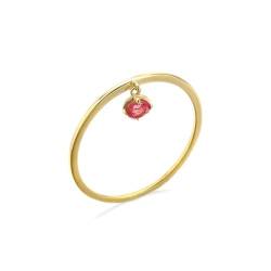 Stfery Gold Ring Echt Ringe für Frauen Rund Turmalin Verlobungsringe Damen von Stfery