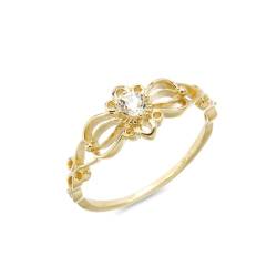 Stfery Gold Ring Echtgold Ring für Frauen Rund Topas Ehering Damen von Stfery