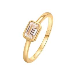 Stfery Gold Ring Echtgold Ringe für Damen 0.6ct Rechteckig Moissanit Ehering Damen Einzeln von Stfery