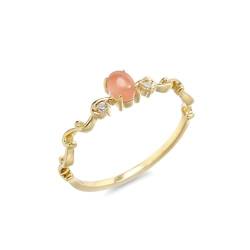 Stfery Gold Ring Echtgold Ringe für Frauen Oval Rhodochrosit Ehering für Frauen von Stfery