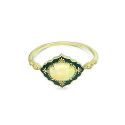Stfery Goldring 18 Karat Damen Ring für Frauen Oval Opal Hochzeitsring Damen von Stfery